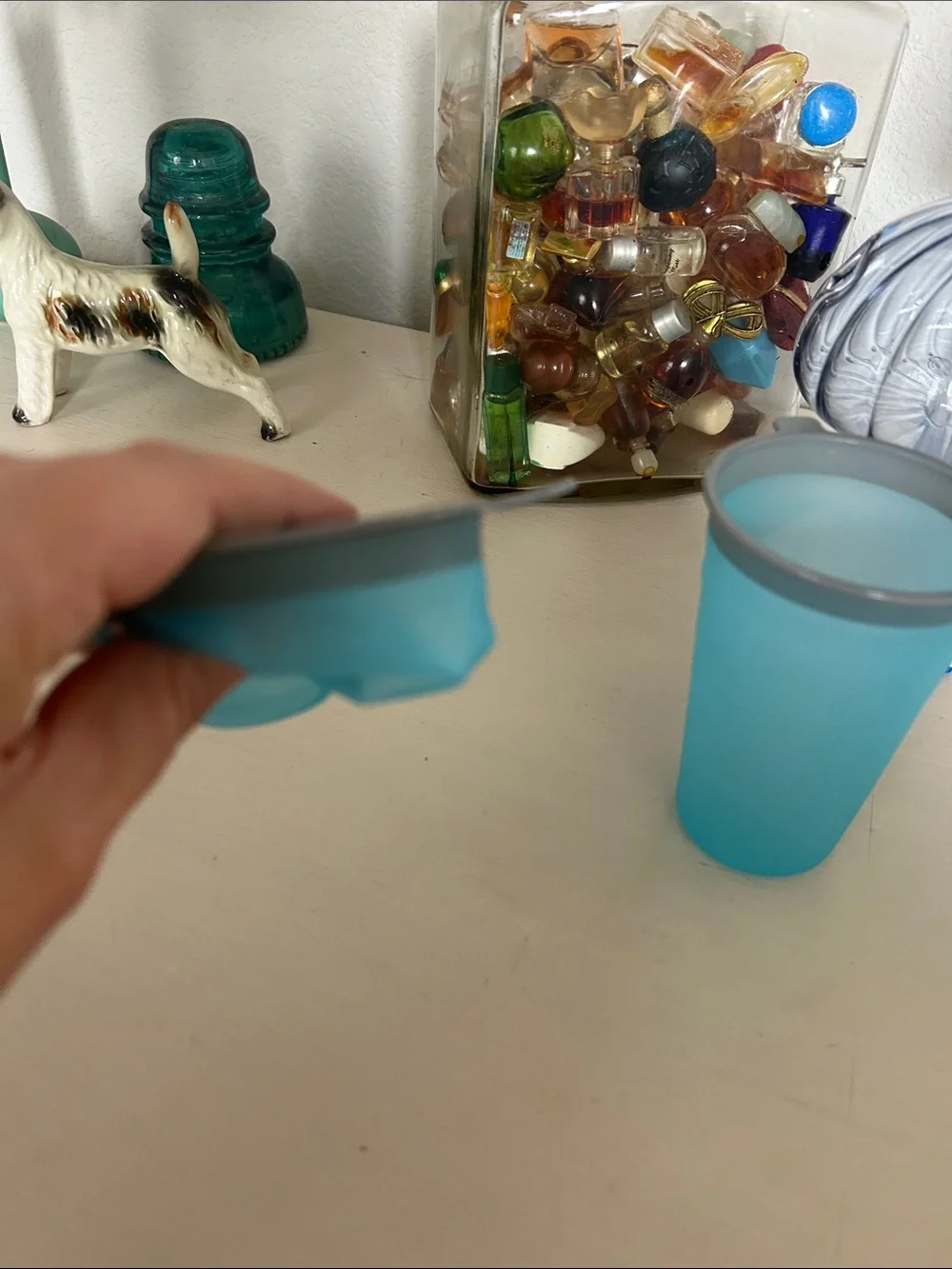 Natan Turquoise Silicone Recyclable Race Cups with Gray Rim - Set of 2